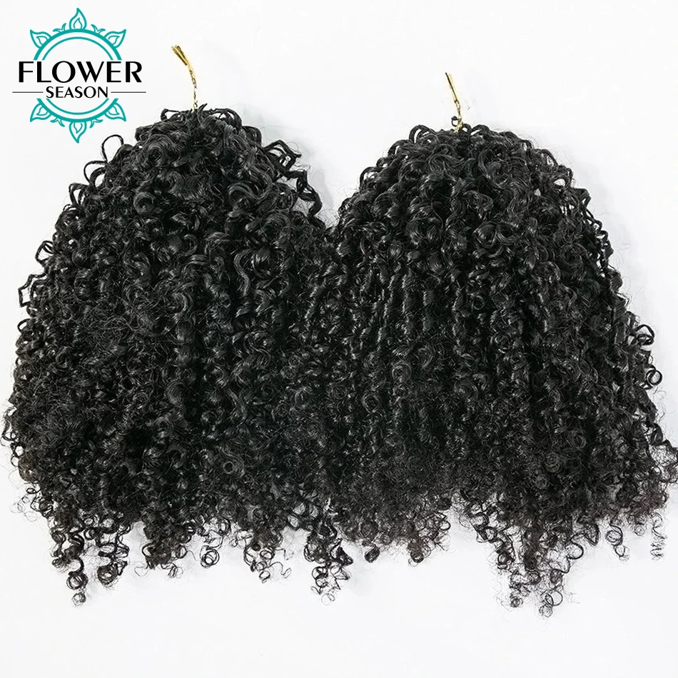 Knotless Pre-Separated Crochet Hair Extensions Human Hair Multi-Textured Kinky Curly Human Hair Micro Twists  2 Bundles Per Pack