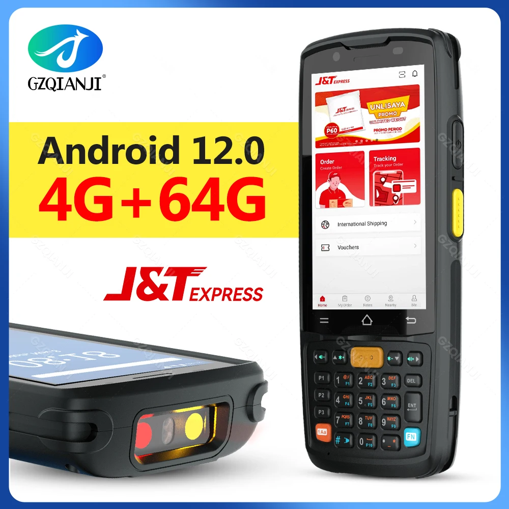 J&T Logistics Scanning Work Equipment Android 12 PDA with 4G64G 1D 2D Barcode Scanner Reader for Warehouse USE Rugged Terminal