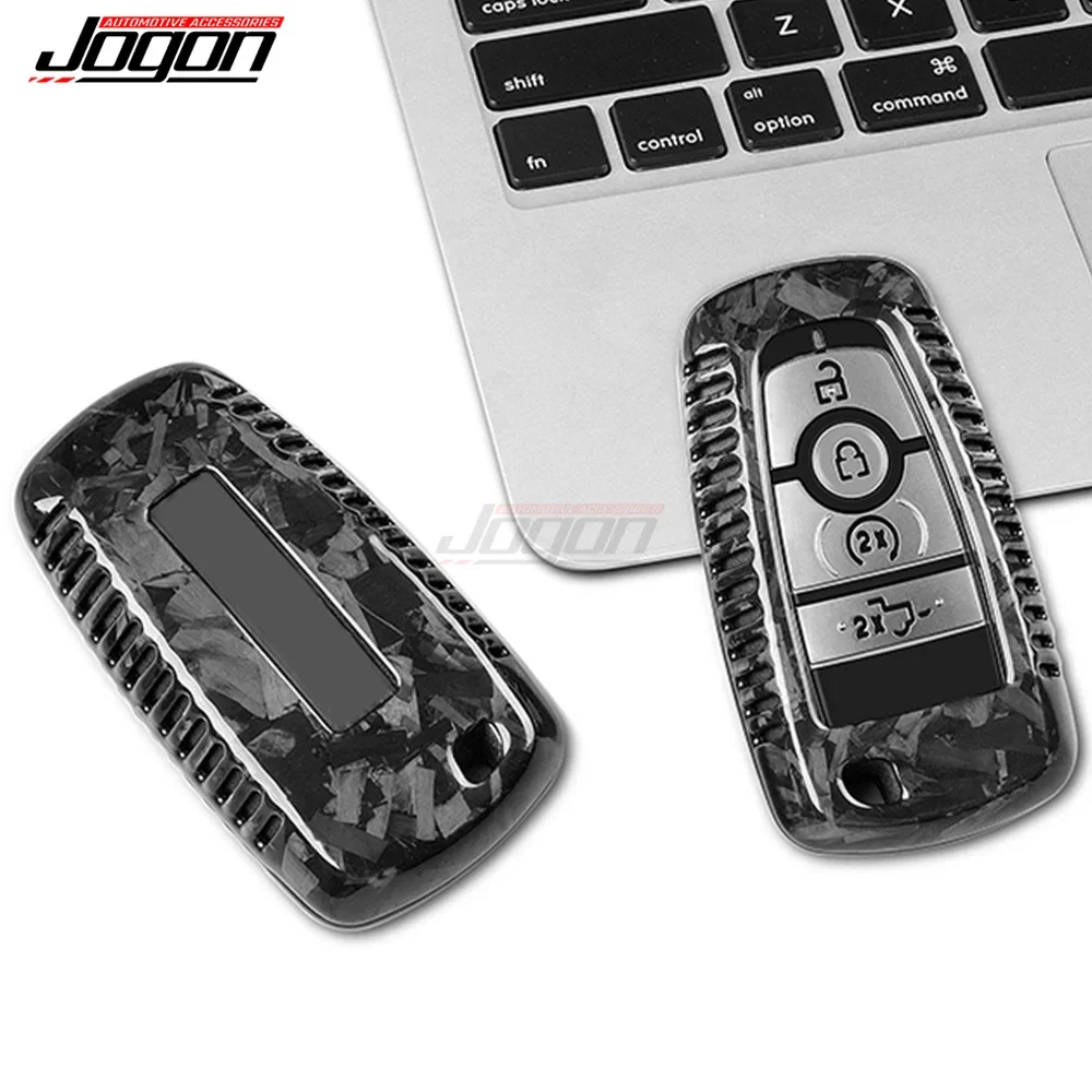 Car Key Fob Remote Case Holder For Ford Raptor F150 Bronco 2018 2019 2020 2021 2022 2023 2024 Geunine Carbon Fiber Interior Trim