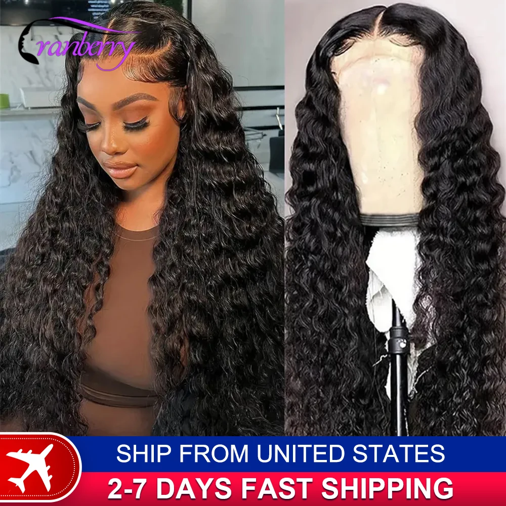 Human Hair Lace Wigs Remy Brazilian Transparent Water Wave 13x4 Lace Frontal Wig 180% Density Cranberry Hair 13x4 Lace Front Wig