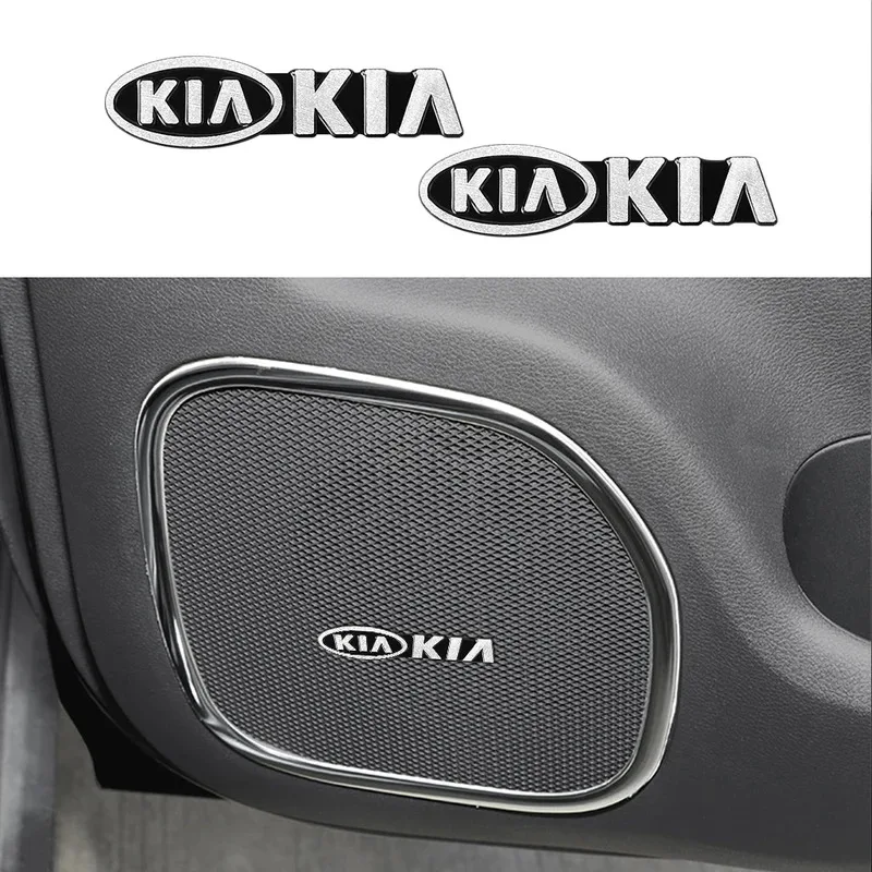 2/4pcs For Kia Rio Ceed Sportage Cerato Soul Sorento Picanto Optima 3D Aluminum Speaker Stereo Speaker Badge Emblem Sticker