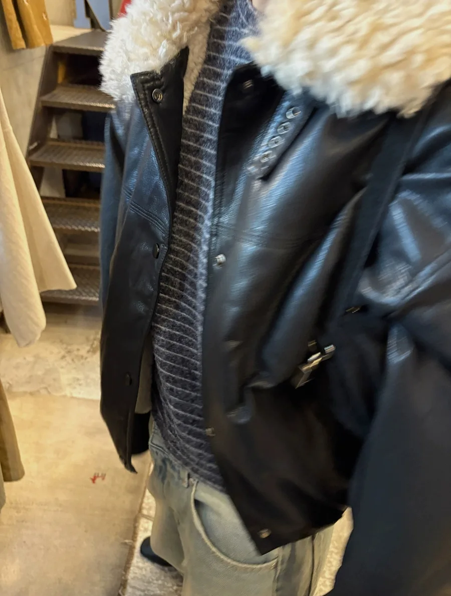   Inverno 2025 casaco feminino vôo jaet calor intercuído couro e pele ort outerwear commute sle solto ajuste