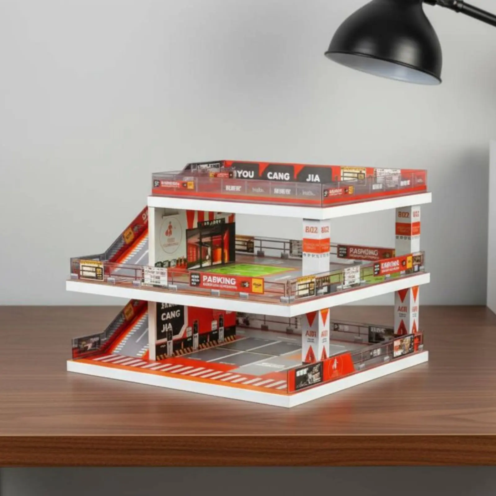 

1:64 Parking Garage Display Scene Detailed Ramp Parking Lot Scene Toy Model Collectible for Collection
