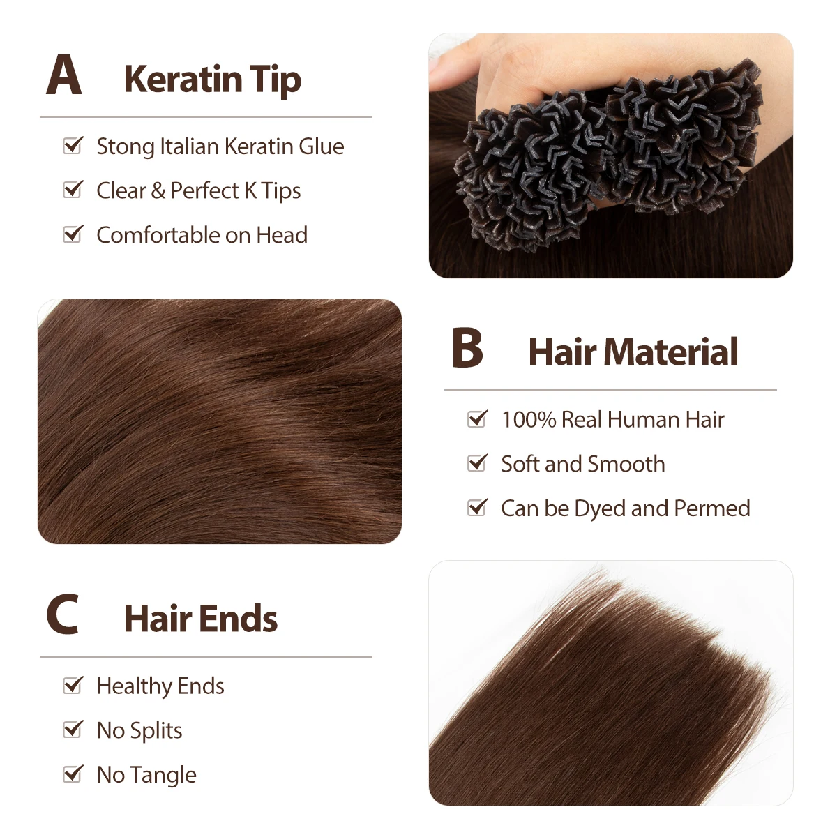 # 04 K-تلميح وصلات شعر شعر الإنسان V تلميح الكيراتين الانصهار وصلات شعر طبيعي مستقيم آلة تمديدات شعر ريمي #3