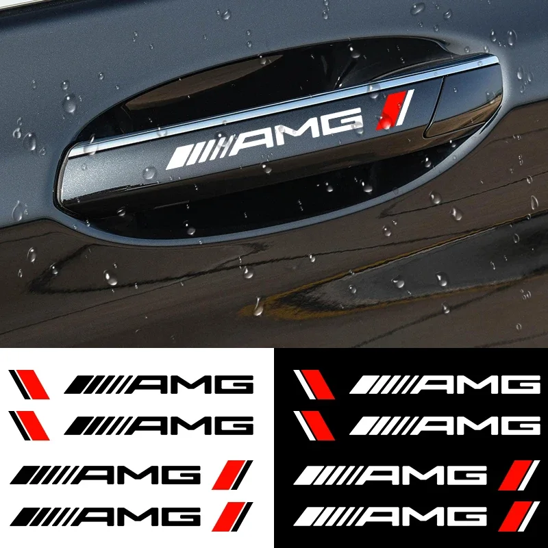 4pcs black white Car Door Handle Stickers Accessories For Mercedess Benzs AMGs W202 W203 W204 W205 W210 W211 W212 W213 W177 V177