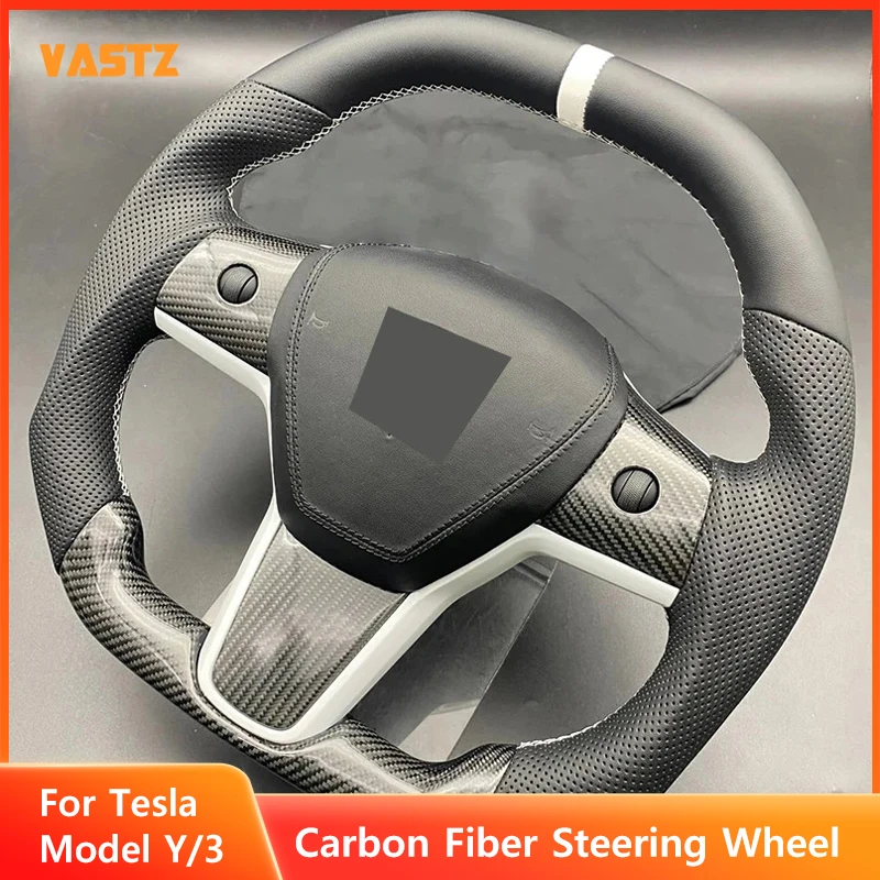 For Tesla Model 3 Y New Carbon Fiber Steering Wheel Including Knob Carbon Fiber Cover 2021 2022 2023 2024 Not For Highland