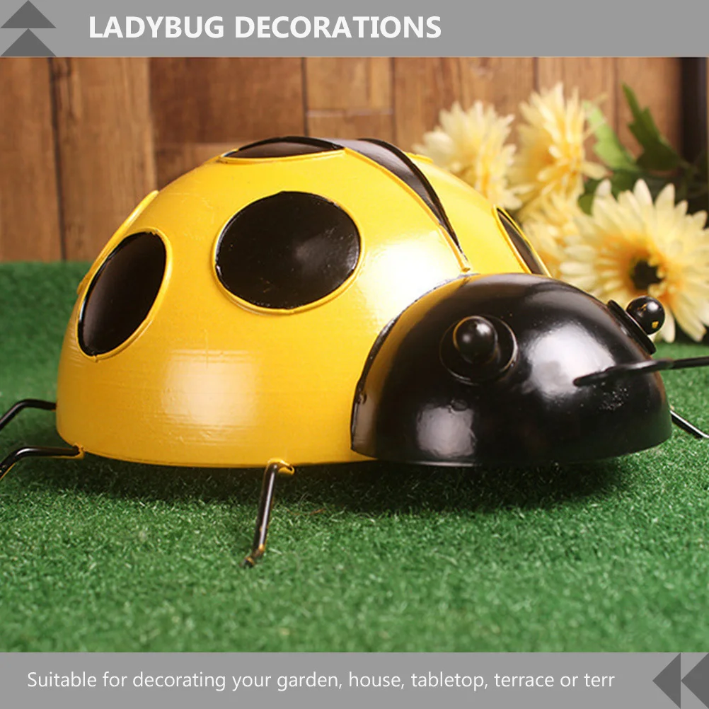 

3Pcs Simulation Ladybug Decorations Iron Art Sturdy Natural Garden Lawn Ornament Set Ladybug Decorations Garden Decor
