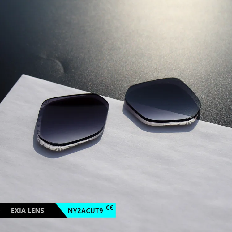 

EXIA NY2ACUT9 Sunglasses Lenses Rimless Cutting Groove UV400 Nylon Material Anti-Impact Gradient Grey Curve 2 Thickness 3mm