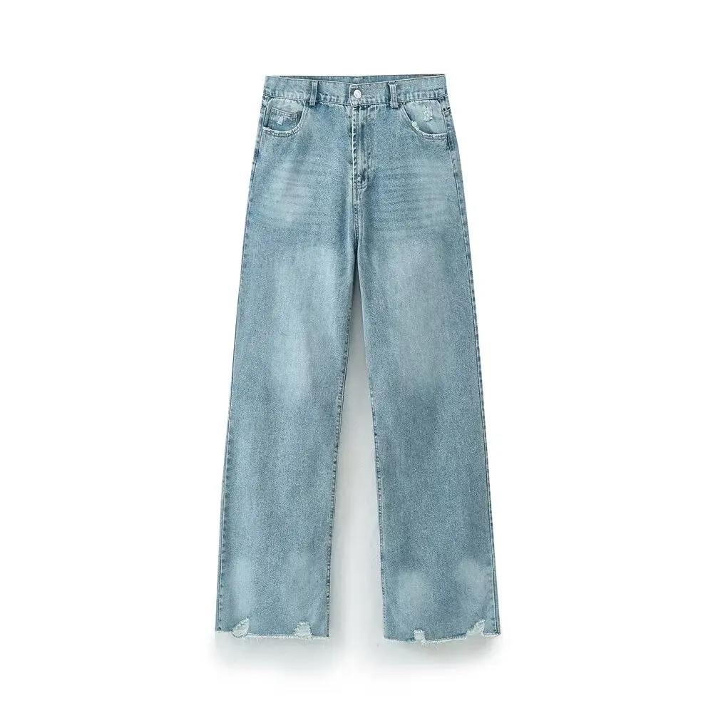 JNLEAOG Faionable Straight Leg Jeans Women's Casual Simple Sle Autumn New Arrival French Sle l Waist Button Closure
