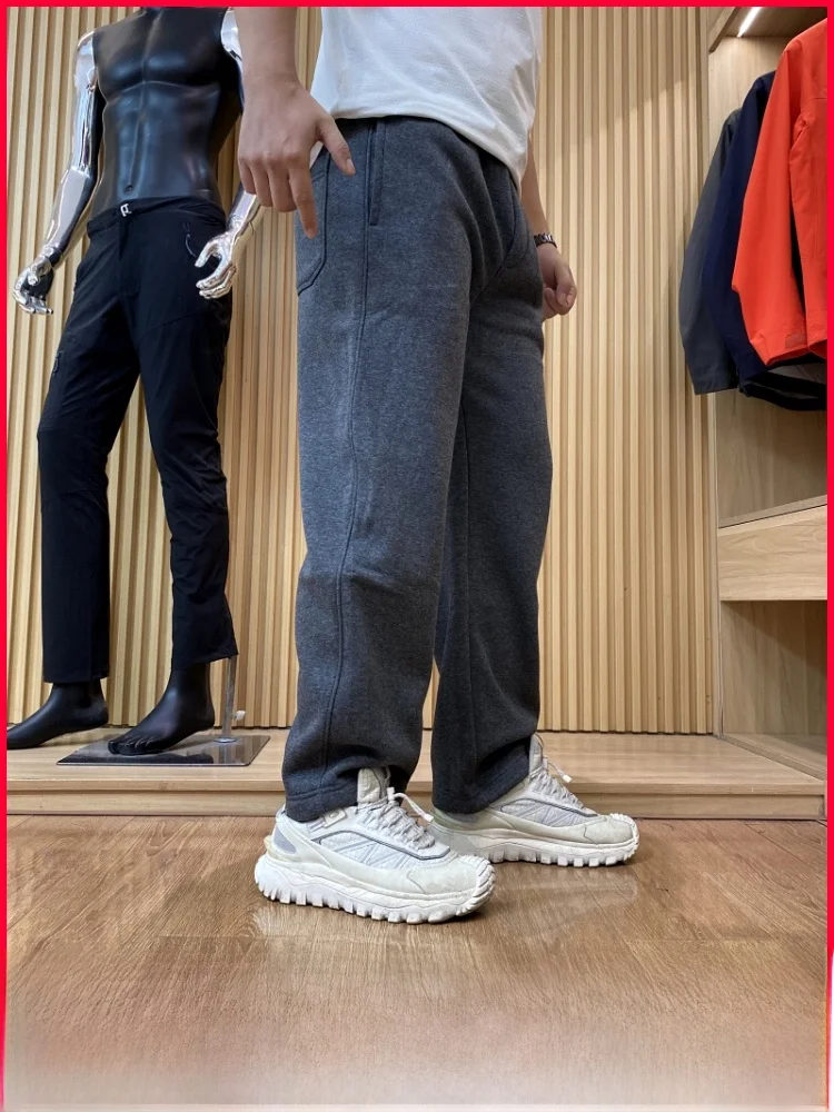

Men's Winter Thiened Fce Lined Loose Straight Leg Casual Sweatpants Elastic Waist mid Waist Long Pants Cotton Polyester ...