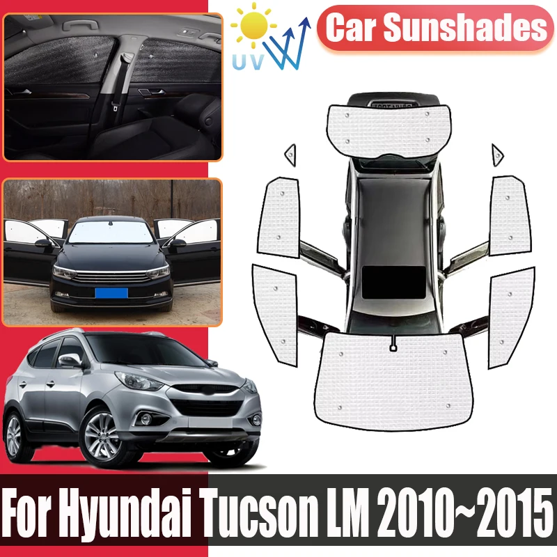

Объемный козырек для Hyundai Tucson ix35 LM 2010 ~ 2015 автомобильные солнцезащитные козырьки с полным покрытием, оконные солнцезащитные блоки, анти-УФ-аксессуары
