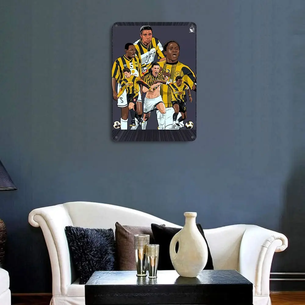 of Party Supplies for Room Decoration, Featuring a Vintage Soccer Legends Metal Tin Sign Measuring , Showcasing Classic Carto