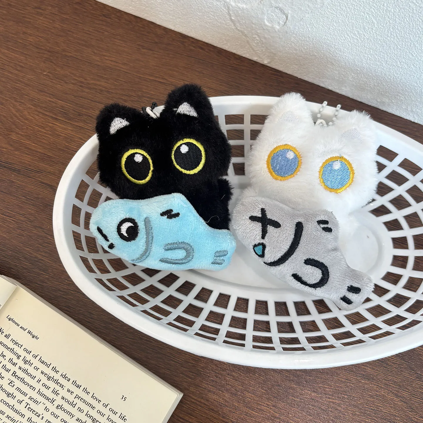 Cute Plush Big Eyed Black Cat Doll Pendant Girl Backpack Doll Pendants Couple Bag Keychain Phone Charms Bag Pendant Accessories - view 4