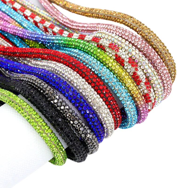 10yards 5mm 6mm Crystal Rhinestones Cord Rope for Bags Shoelace Belt Phone Strap DIY Soft Cotton Wick Rhinestone Ropes Wholesale