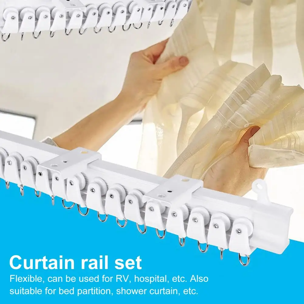 Durable Bendable Curtain Rail Bendable Ceiling Curtain Track System for Rv Bay Window Shower Easy Installation Kit Smooth