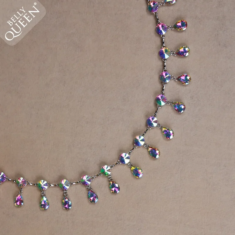 Cinto de strass de cristal para dança do ventre, joia de traje para dança do ventre, corrente de cintura