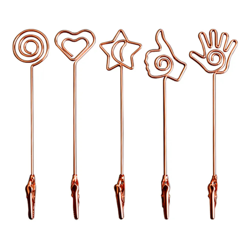 10Pcs Memo Holders Double End Rose Gold Clip Photo Display Table Number Holder Wedding Birthday Party Shower Office