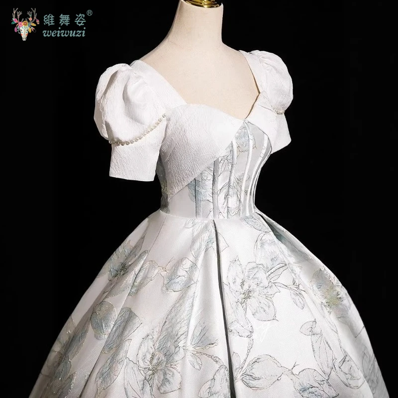 Mooie vintage bloem hoge taille gezwollen jurk mode avondfeest verjaardag afstuderen formele gelegenheid jurk podiumprestatie