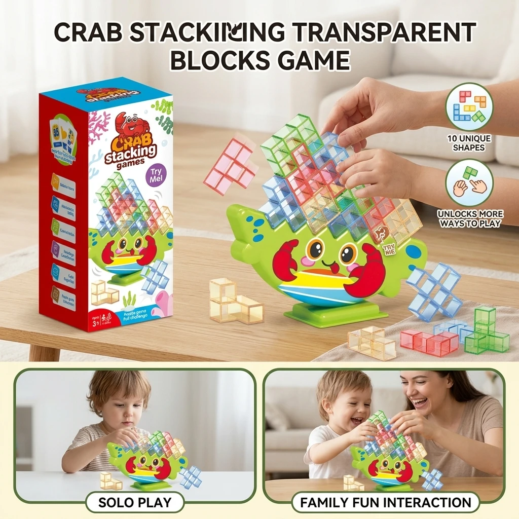 Balance Board Game ABS Plastic Stacking Blocks Brain Teaser Educational Toy for Family Interactive Party Games Durable