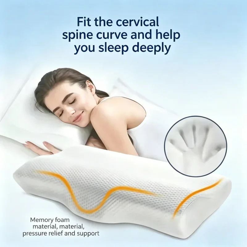 Memory Foam Bed Orthopedic Pillow Neck Protection Slow Rebound Memory Pillow Butterfly Shaped Health Cervical Neck