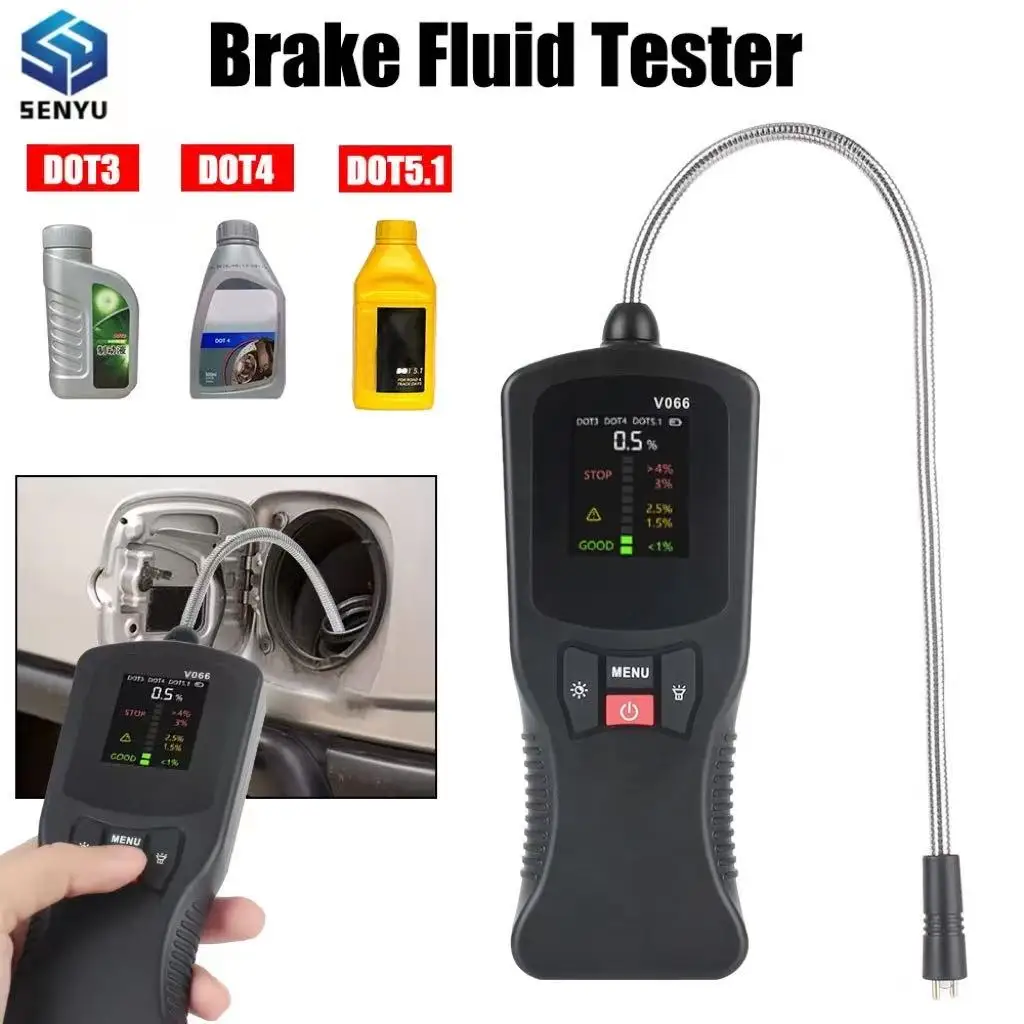 V066 DOT3 DOT4 DOT5.1 Car Brake Fluid Detector Oil Tester High Precision Portable Moisture Digital Analyzer Car Motorbike Truck