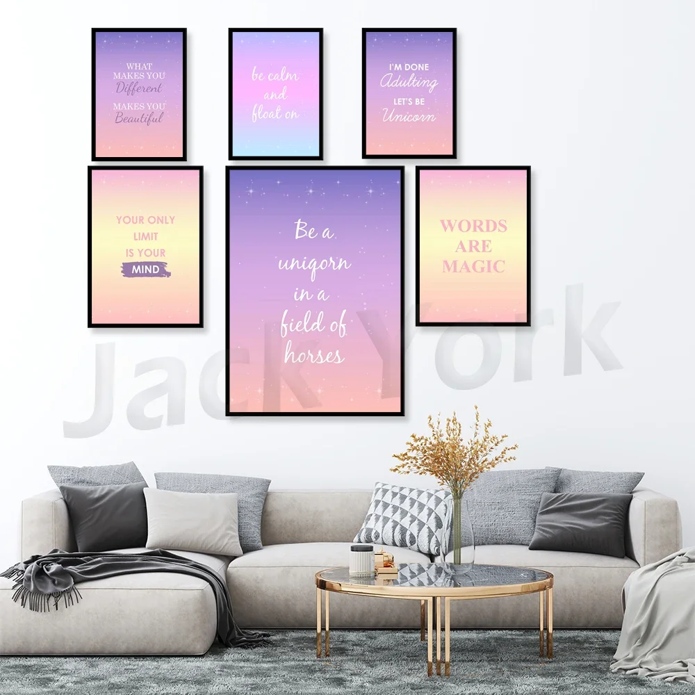 Trust Pink Quotes Poster Psichedelico Gradiente Spirituale Wall Art Canvas Painting Immagini a parete per la decorazione del soggiorno