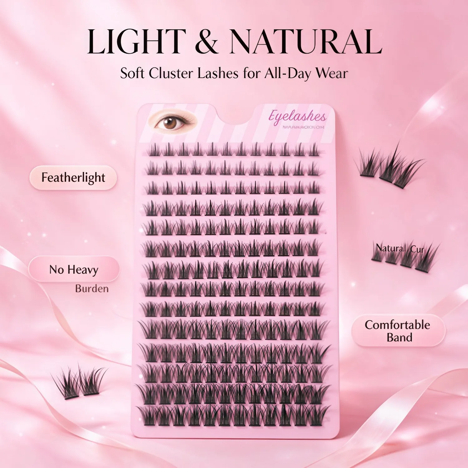 14 rows, ultra-fine straight eyelashes, segmented, super soft, natural, realistic for new moms