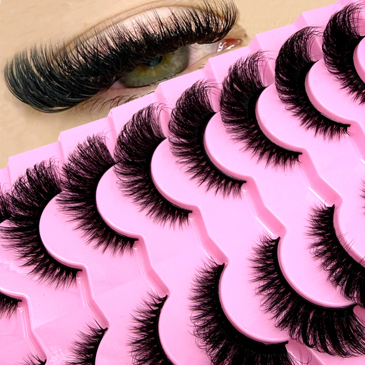 Neue 8 Paar 8D Nerzwimpern, Flauschige Natürliche Katzenaugen-Wimpern, Dramatisches Volumen, Künstliche Wimpernverlängerung, Faux Cils, Großhandel Make-up-Tool