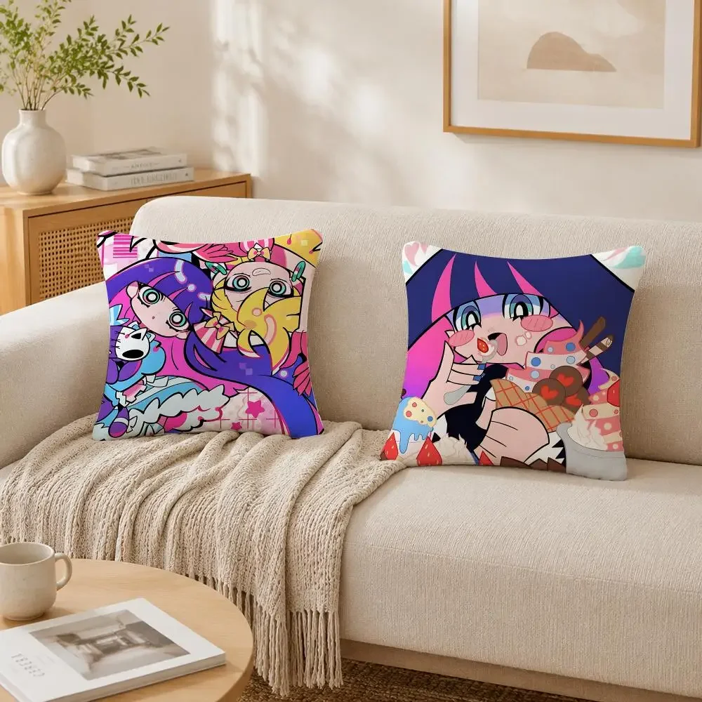 Anime P-Panty & Stocking With G-Garterbelt Cushion Cover Plush Decorative Pillow Case With Hidden Zipper Fashion  Decor For Home