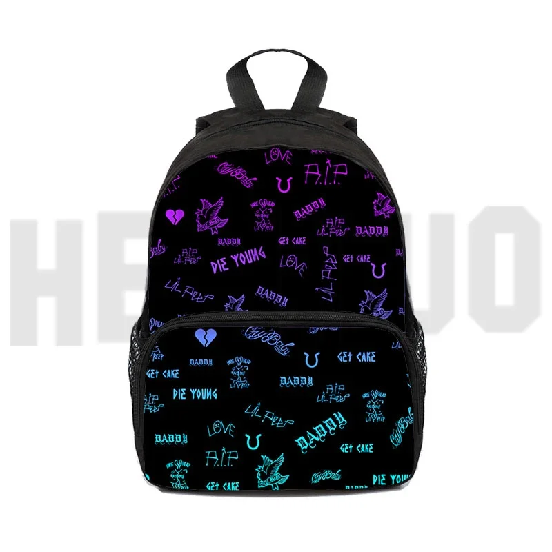 Kindergarten Kids Anime Rapper Lil Peep 3D Backpack 12/16 Inch Cartoon Printing School Bags for Girls Lil Peep Laptop Mochila