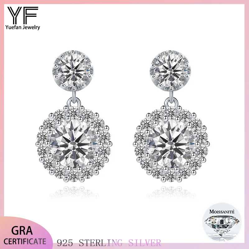 

S925 Silver Moissanite D VVS1 Snowflake Women's Earrings 18K White Gold Earrings Women's Fashion Jewelry Gift Gift Certificate