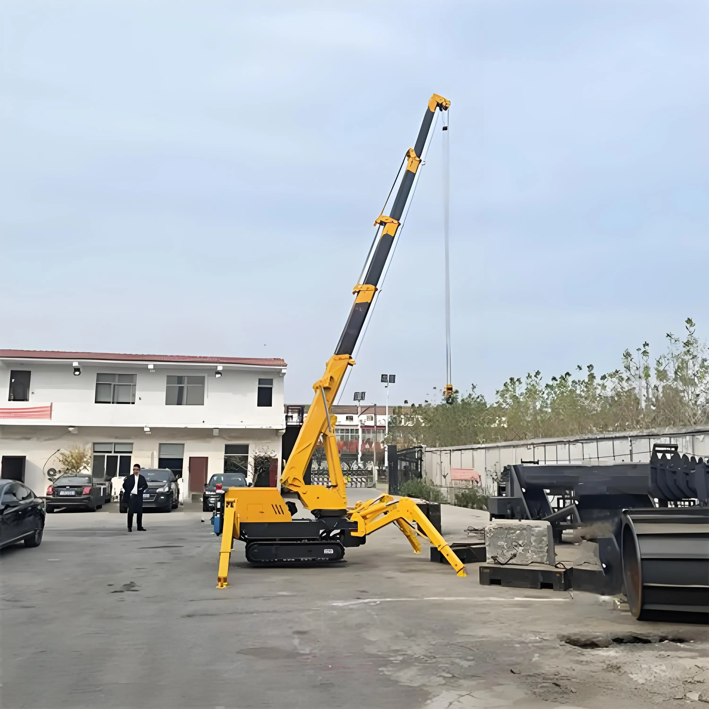 1 Ton Electric Spider Crane Compact Design Narrow Space 360 Degree Foldable Spider Crawler for Confined Spaces Maintenance Use