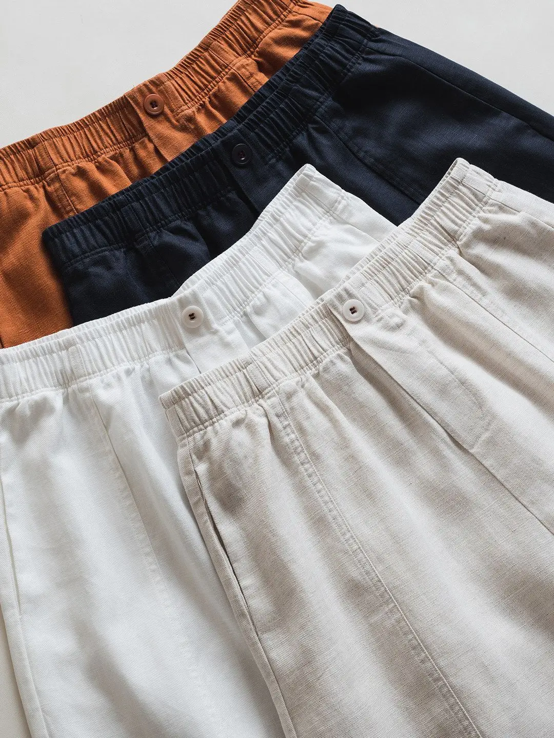 Dave&di Linen Blend Contrasting Thread Loose And Slimming Versatile Casual Wide Leg Cocoon Shaped Pants Woman Clothes