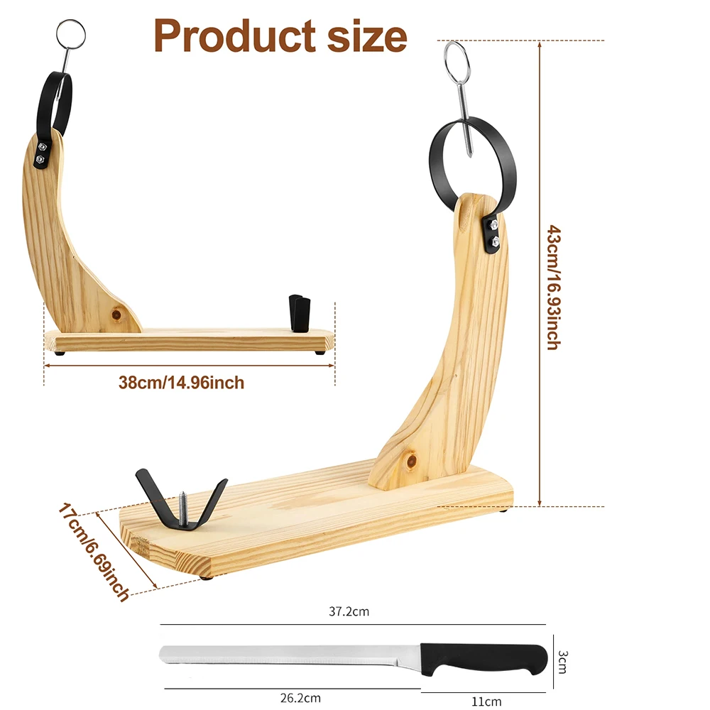 Fotografia 5: Suporte de presunto de madeira premium Jamonero para presunto Serrano e Ibérico Ideal com antiderrapante para exibição e escultura Design resistente