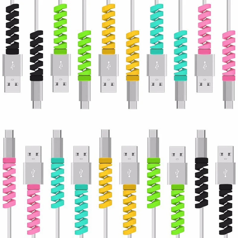 20PCS Holes Cable Protector Silicone Bobbin Winder Wire Cord Organizer Cover for MI iphone USB Charger Cable Cord