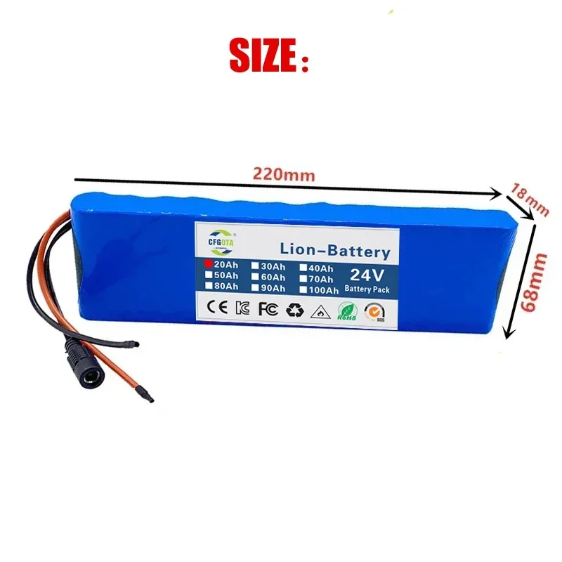 24V 30000mAh 6S2P 18650 Lithium Battery Pack 25.2V 30000mAh With BMS For Electric Bicycle Moped + 2A Batteries Charger