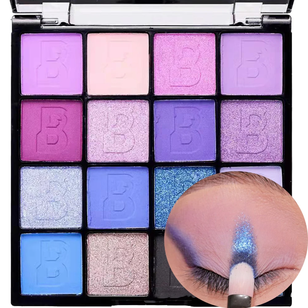 Paleta de sombras de ojos de 16 colores, sombra de ojos de larga duración, fácil de usar, Cosméticos de maquillaje de ojos