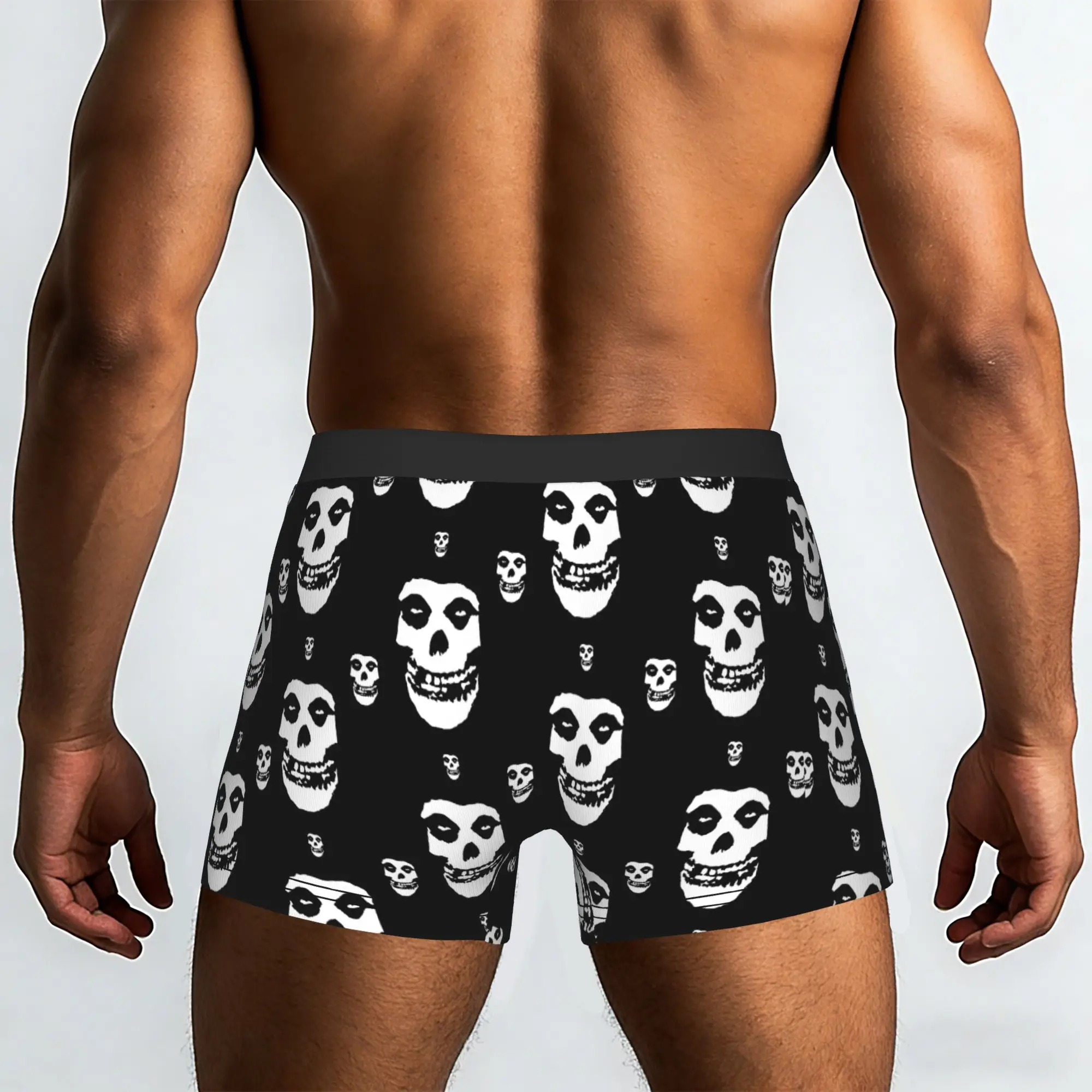 Custom Male Funny Rock Punk Band Misfits Skull Face Pattern Underwear Heavy Metal Boxer Briefs Soft Shorts Panties Underpants
