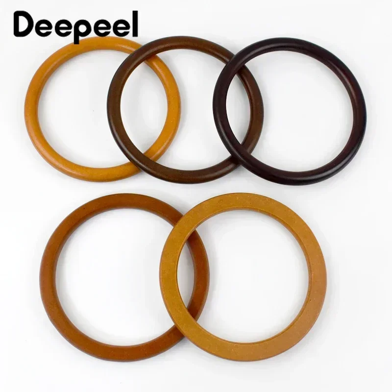 2Pcs Deepeel 14cm Round Bags Wood Handles Purse Frame Handbag Wooden Handle DIY Handmade Replacement Sewing Frames Accessories