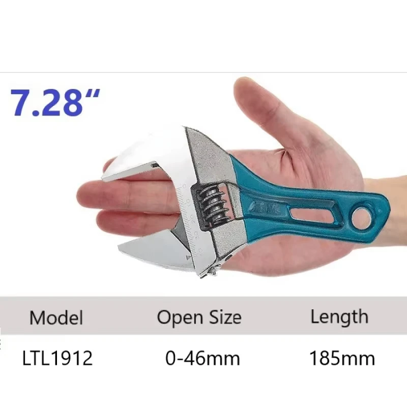 Mini Adjustable Wrench with Large Opening Short Handle Laser Scale Rubber Coated Monkey Spanner for Plumbing And Bathroom Tools