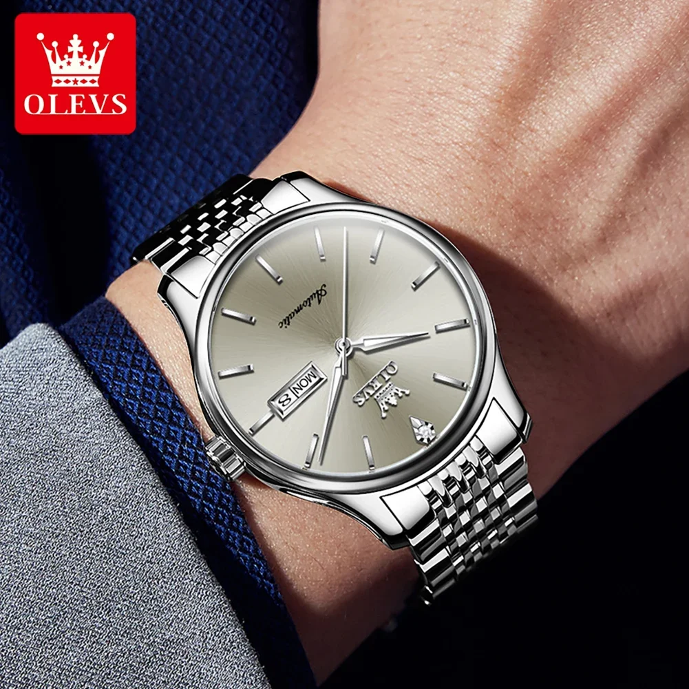 OLEVS 9960 Men's Watch Luxury Brand Men's Automatic Mechanical Watch Original Fashion Dual Calendar Waterproof Luminescent Watch