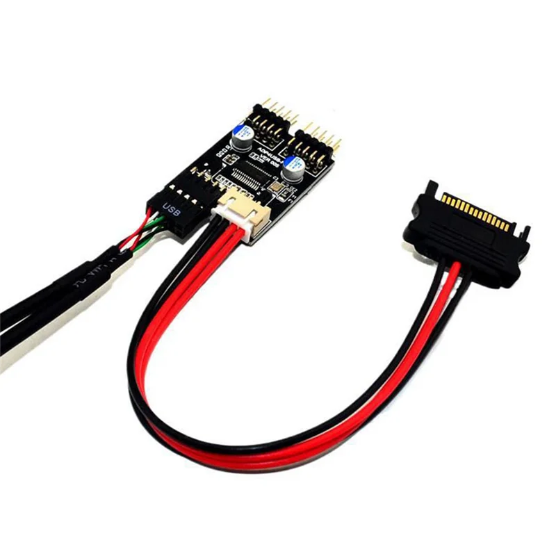 

Изысканный 9-контактный USB-разъем 1-2 USB-удлинительный кабель USB-концентратор USB2.0 9-контактный разъем-адаптер с кабелем питания SATA