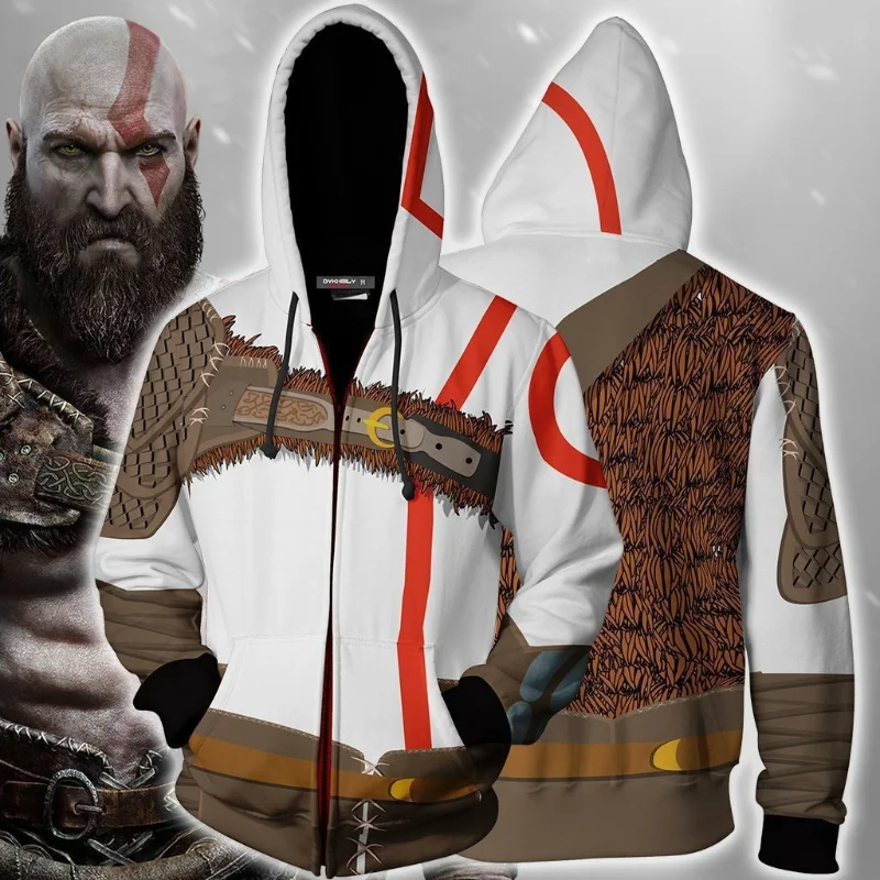 2026 New 3D Sweater God of War Series Pullover Hoodie Cos Costume Digital Printed Cardigan 3D Sweater Cosplay Costumes