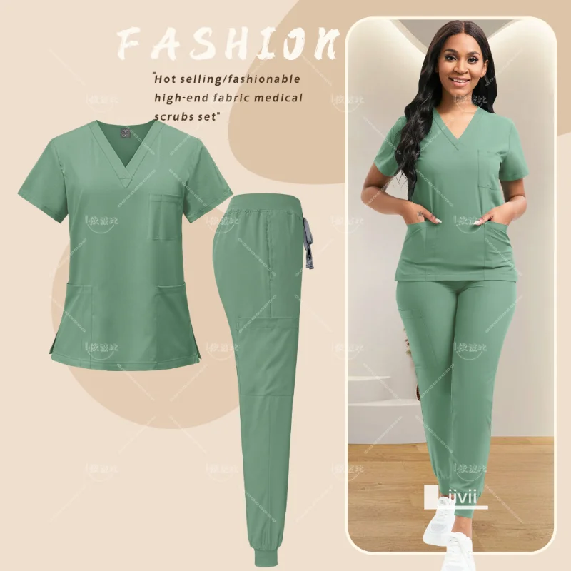 Medical Nurse Uniform 2Piece Workwear Medical Scrubs Set Hospital Uniform Surgery Dentist Overalls Spa Clinical Beauty Work Wear