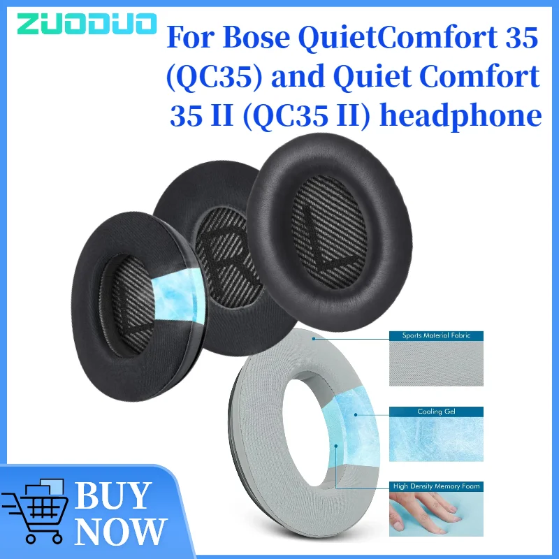 

ZUODUO Replacement Ear Pads For Bose QuietComfort 35 (QC35) and Quiet Comfort 35 II (QC35 II) Headphones Headset Cooling Gel