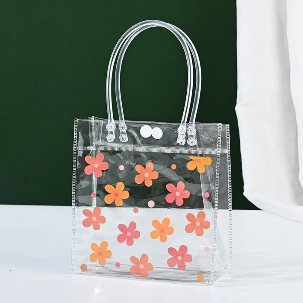 New PVC Clear Tote Bag Transparent Handle Transparent Shopping Bags Large Capacity Gift Packaging Bag