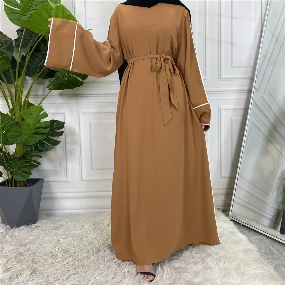 

Modest Abayas for Women Muslim Casual Prayer Long Maxi Dress Turkey Eid Ramadan Arabic Robe Belted Kaftan Dubai Jalabiya Caftan