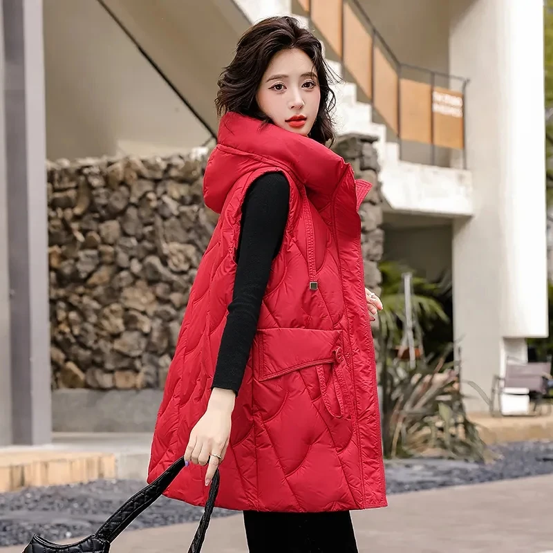 

Women's Down Cotton Vest Coat Autumn Winter New Loose Elegant Lady Outerwear Temperament Versatile Ladies Waistcoat Jacket XQ259