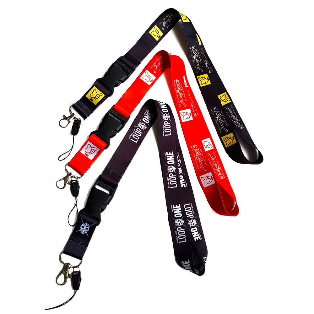 JDM Racing Style Key Lanyard Cell Phone Work ID Card Holder Hanging Neck Keychain Motorcycles Auto Accessories for Osaka Japan