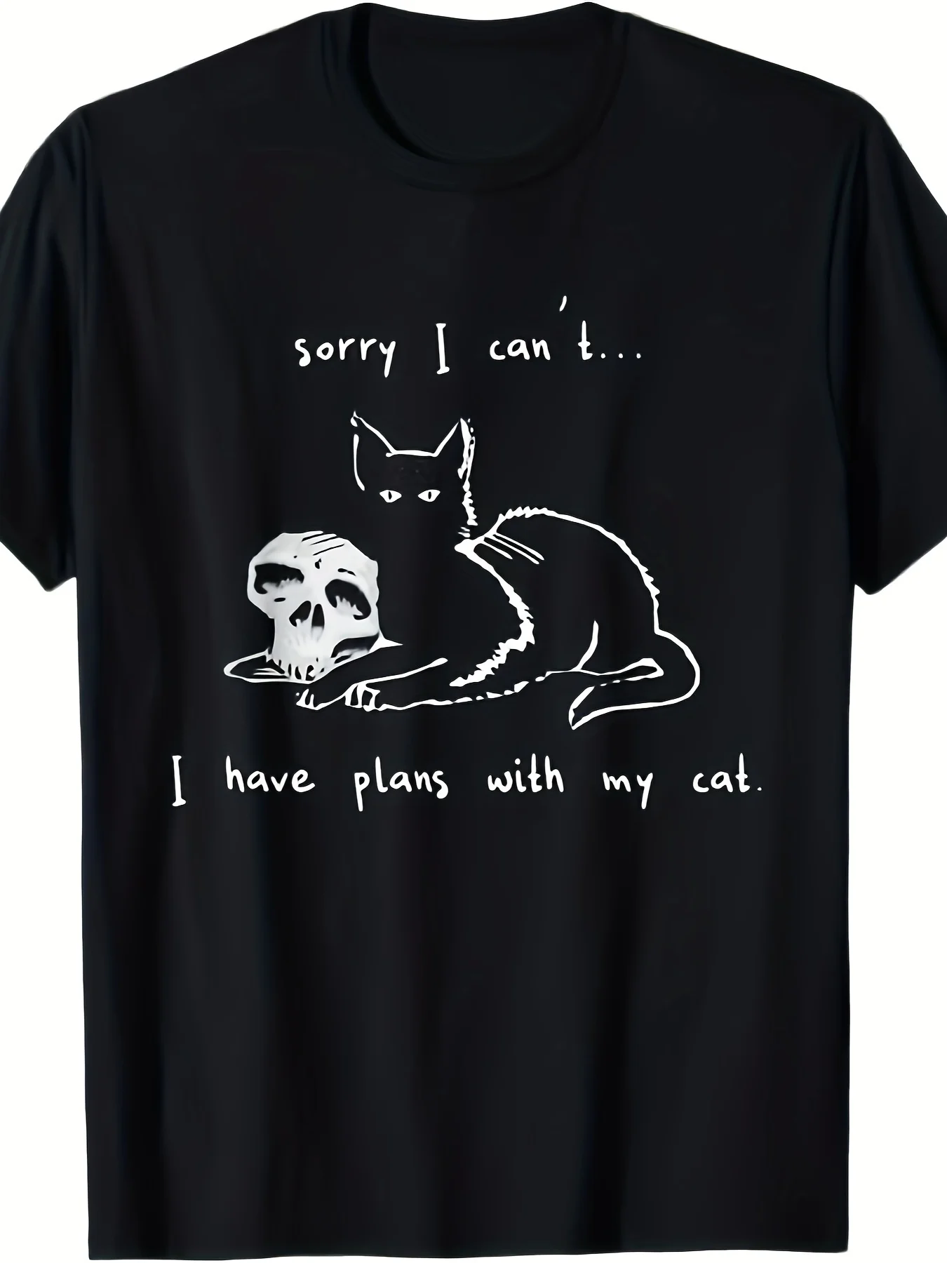 Paws Fun Cat T-Shirt | Breathable Crew Neck Short-sleeve T-shirt, Suitable for Summer Casual Wear Versatile and Comfortable
